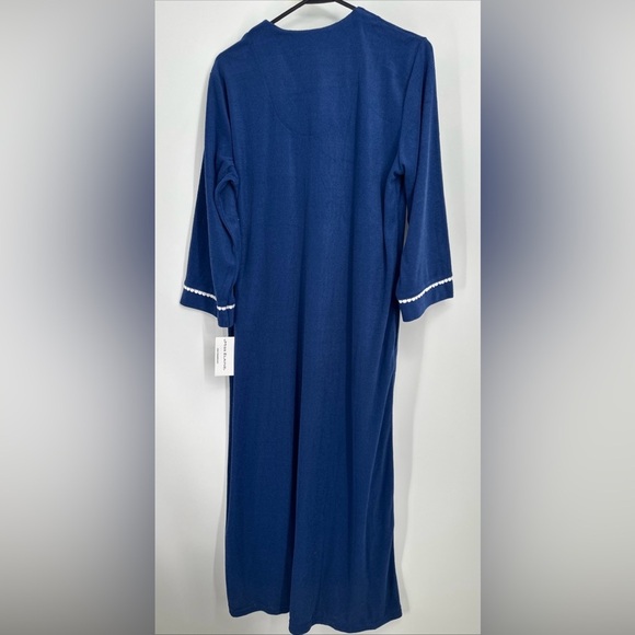 NWT Miss Elaine Women's Smalls Terry Knit Long Zip Robe Navy $94 - Picture 5 of 5